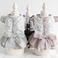 Petstyle spring and summer new love rhinestone gauze skirt temperament dress dog clothes cat skirt
