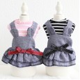 Petstyle spring and summer new bear stripe denim skirt strap dress dog clothes cat skirt