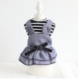 Petstyle spring and summer new bear stripe denim skirt strap dress dog clothes cat skirt