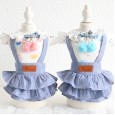 Petstyle spring and summer new cherry pendant imitation denim skirt sweet dress dog clothes cat