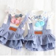 Petstyle spring and summer new cherry pendant imitation denim skirt sweet dress dog clothes cat