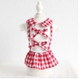 Petstyle spring and summer new doll collar double belt plaid skirt simple dress dog clothes cat