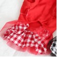 Petstyle spring and summer new sweet rabbit round neck plaid skirt dress dog clothes cat skirt