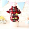 Petstyle Spring and Autumn Patch Plaid Shirt Teddy Bear Bear Dog Autumn and Winter Clothes