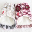Petstyle autumn and winter new plaid small lace doll skirt pet clothes dog clothing