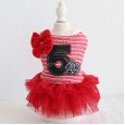 Petstyle cotton autumn and winter new style No. 5 double bow small fragrant cotton skirt pet clothes dog clothing