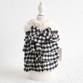 Petstyle autumn and winter new plaid bow skirt pet clothes dog clothes