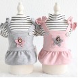 Petstyle autumn and winter new striped shoulder strap bow strap skirt pet clothes dog clothing