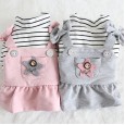 Petstyle autumn and winter new striped shoulder strap bow strap skirt pet clothes dog clothing