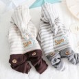 petstyle autumn and winter pet clothes magic hat striped four-legged dog warm cotton coat Siamese