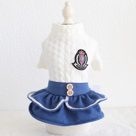 Petstyle autumn and winter new denim college skirt pet clothes dog clothing