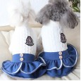 Petstyle autumn and winter new denim college skirt pet clothes dog clothing