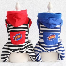 Petstyle autumn and winter new POW striped four-legged clothes pet clothes dog clothing