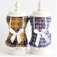Petstyle Autumn and Winter New School Plaid Wooden Button Skirt Pet Clothes Dog Clothing