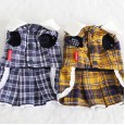 Petstyle Autumn and Winter New School Plaid Wooden Button Skirt Pet Clothes Dog Clothing