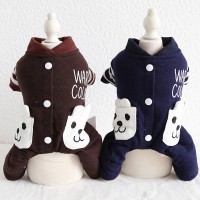 Petstyle autumn and winter new bear double pocket four-legged clothes pet clothes dog clothing