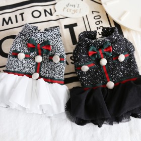 Petstyle autumn and winter gold buckle snow point gauze skirt dog clothes pet clothing English princess dress