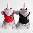 Petstyle Autumn and Winter English Plaid Four-Piece Pet Clothes Dog Clothing Evening Cotton