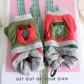 petstyle autumn and winter cactus retro four-legged pet dog thick warm cotton one-piece 4-legged