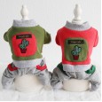 petstyle autumn and winter cactus retro four-legged pet dog thick warm cotton one-piece 4-legged