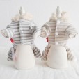 petstyle autumn and winter full stripe printed hooded four-legged pet dog casual cotton padded thick one-piece suit