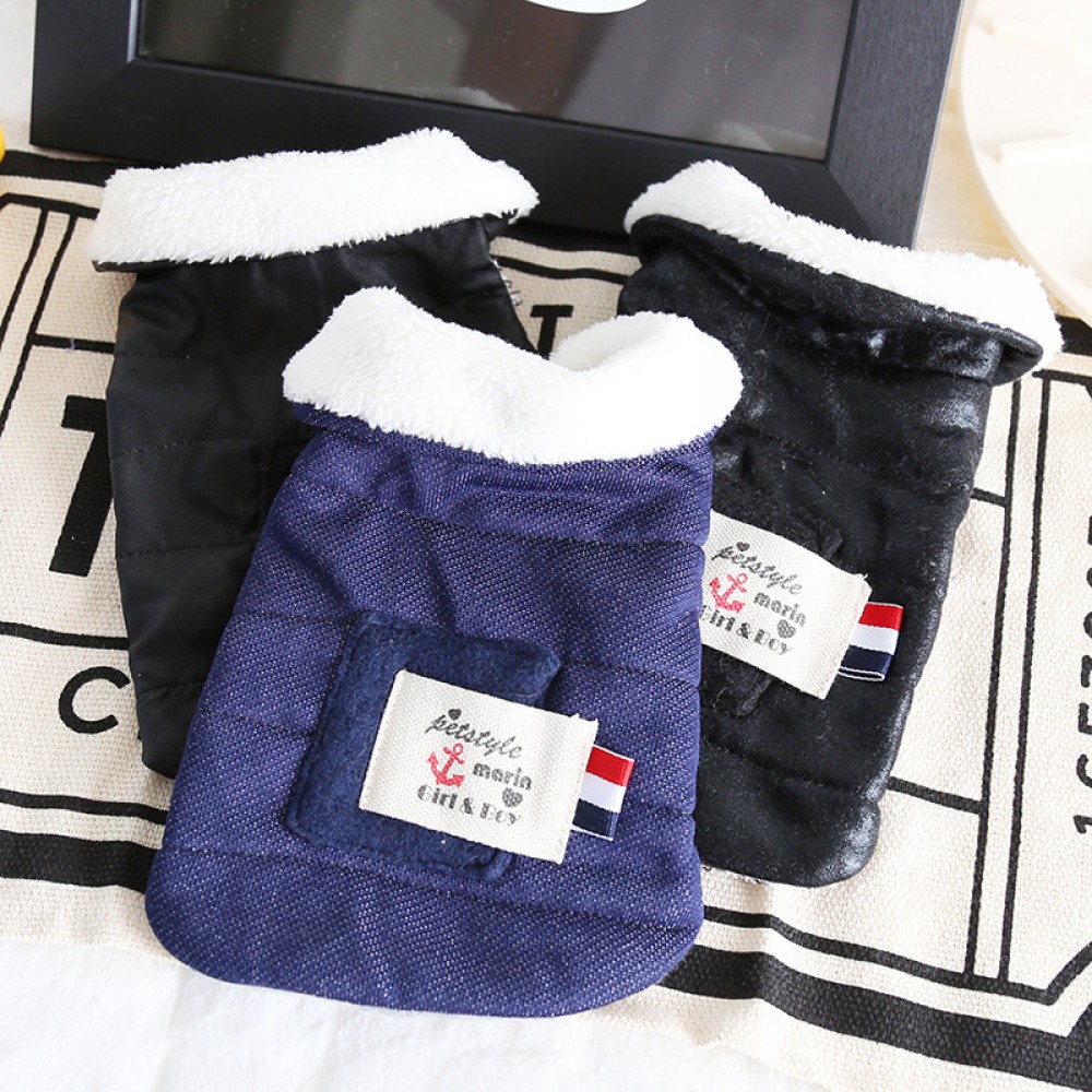 Petstyle autumn and winter navy style patch vest pet clothes dog clothing coat windbreaker