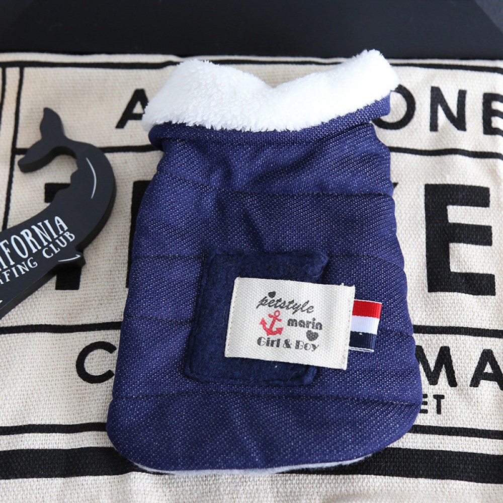 Petstyle autumn and winter navy style patch vest pet clothes dog clothing coat windbreaker