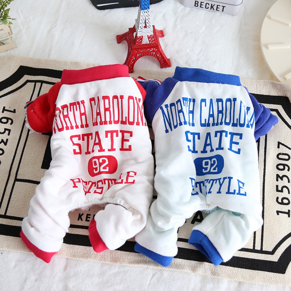 Petstyle autumn and winter new letters three-color belt four-legged clothes plus velvet thickening pet home service freight service