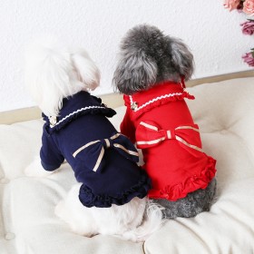 Petstyle autumn and winter navy collar butterfly skirt pet clothes dog clothes festival celebration cat clothes