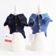 Petstyle autumn and winter old denim print coat pet clothes dog clothing cat cool shoveling officer