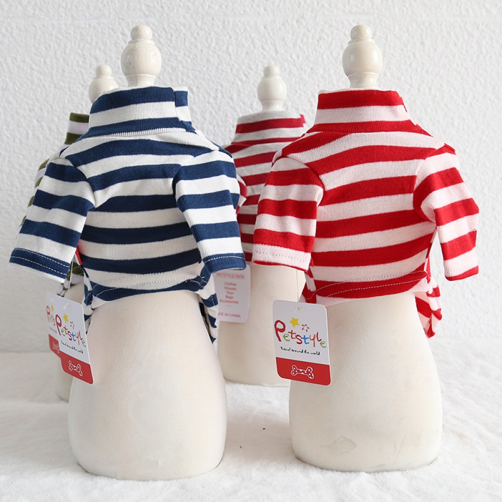 Petstyle autumn and winter new seven-color wide stripe bottoming shirt pet casual clothes puppy dog cat