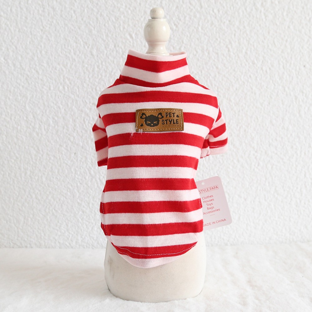 Petstyle autumn and winter new seven-color wide stripe bottoming shirt pet casual clothes puppy dog cat