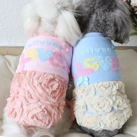 Autumn and winter clothes LOVE large flower cotton coat thick warm pet clothes dog clothing