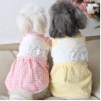 Autumn and winter clothing lattice rhinestone cotton skirt thick warm pet clothes dog clothing