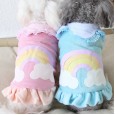 Autumn and winter clothing two-color rainbow cotton skirt thick warm pet clothes dog clothing