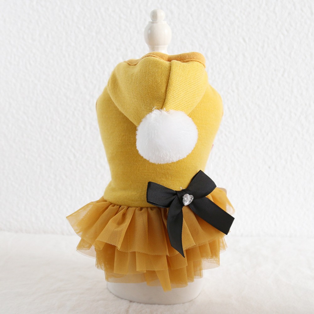Petstyle autumn and winter new three-color big fur ball hooded skirt pet clothes dog clothing