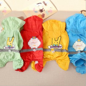 QC AM hot flower luminous small and medium dog raincoat pet dog clothes four-legged waterproof raincoat