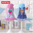 Petstyle Autumn New Print Striped Cartoon Denim Skirt Pet Dog Dress Autumn
