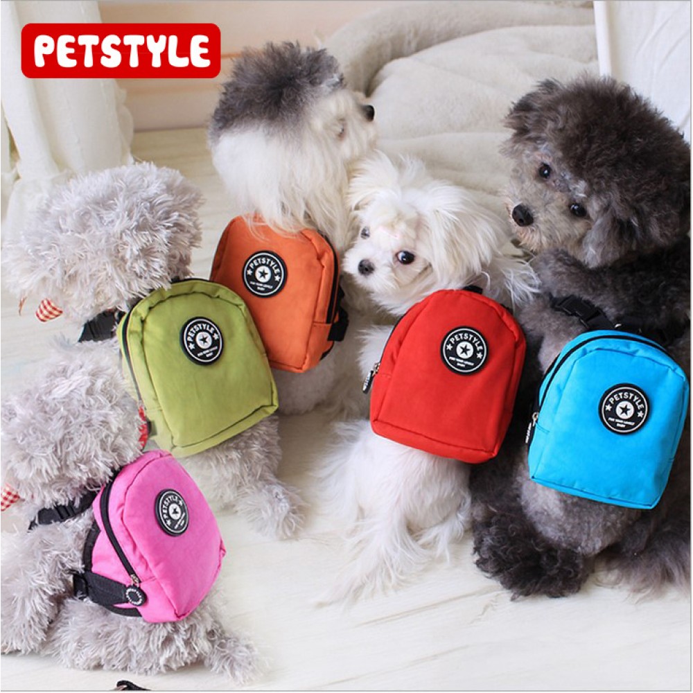 Petstyle Solid Color Wrinkle From Backpack Simple Dog Backpack Backpack Out Bag Pet Traction Rope School Bag