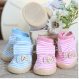 Petstyle striped button bow shoes breathable section beef tendon sole non-slip wear-resistant pet dog shoes