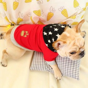 French Bulldog Pet Costume Bago Corgi Bully Dog Spring and Autumn Embroidered Gold Label Star Hat Sweater Dog Clothes