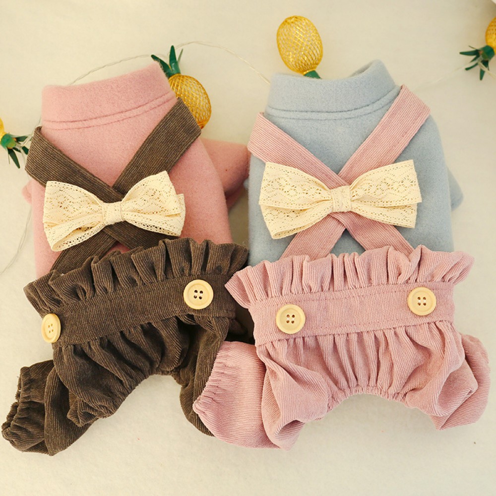 Pet clothes autumn and winter new teddy bear bear puppies cat little fairy bloomers bow cute suspenders