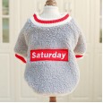 Pet dogs and cats autumn and winter new teddy bear clothes English stickers lamb cashmere round neck shirt two-legged clothing