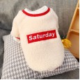 Pet dogs and cats autumn and winter new teddy bear clothes English stickers lamb cashmere round neck shirt two-legged clothing