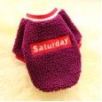 Pet dogs and cats autumn and winter new teddy bear clothes English stickers lamb cashmere round neck shirt two-legged clothing