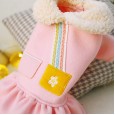 New autumn and winter dog clothes to keep warm out cute pink kindergarten strap skirt teddy bear bear pet clothing