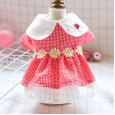 Teddy skirt dog clothes spring clothes bomei cat small dog pet spring and summer models ladybug red plaid flower skirt