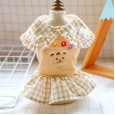 Dog clothes princess dress Teddy bear Xiong Bomei small and medium-sized dogs spring and summer dress pet cute flower bear plaid skirt