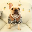Fat bucket fat dog costume costume black and white houndstooth woolen coat corgi bully myna pet warm clothes
