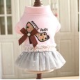 Pet dog dog cat autumn and winter new girl heart pink high heels woolen dress woolen teddy bear costume clothing